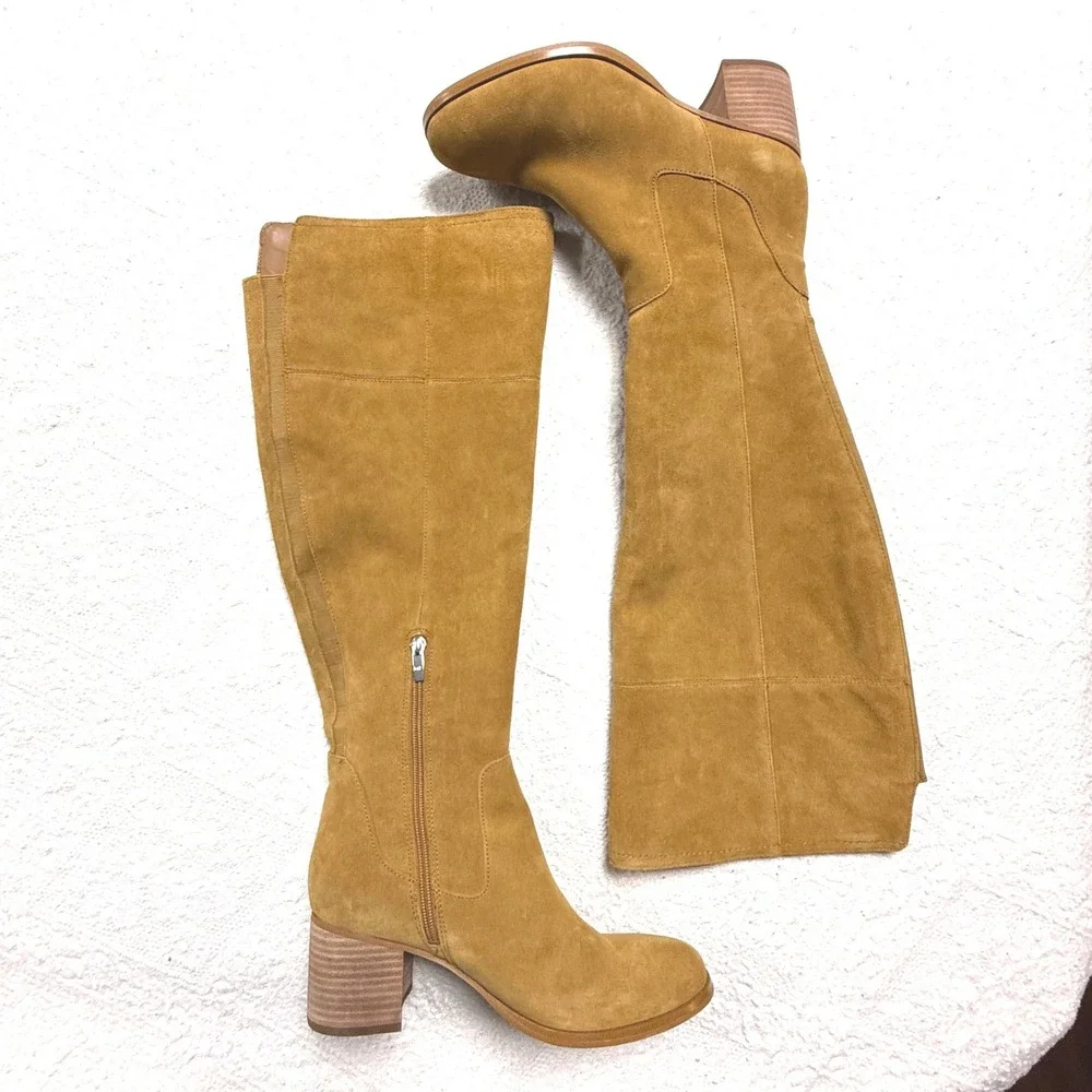 Marc Fisher LTD Escape Tall Suede‎ Knee-High Boots Tan/Camel Size 8.5 Block Heel